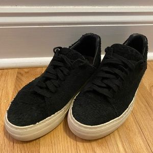 90’s chic Helmut Lang distressed suede sneakers